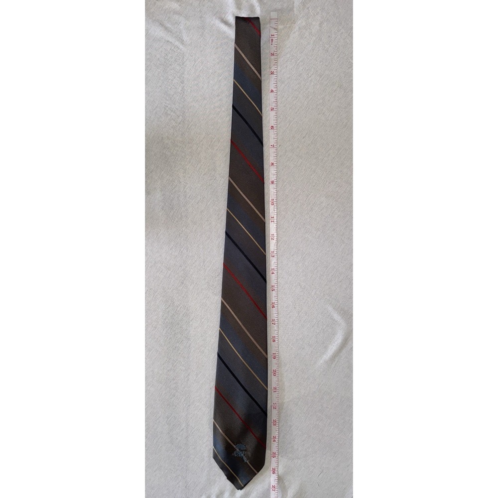 Countess Mara Silk Neck Tie Gray Blue Red Diagonal Stripe Classic Mens